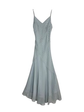 Jasper Conran Silk Elegant Light Blue Slip Maxi Dress with Diagonal Pleat Detail